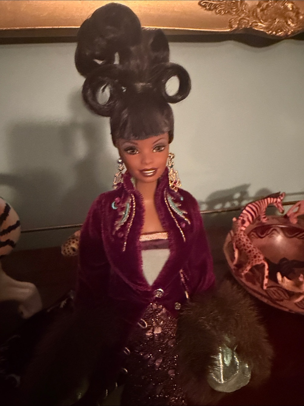 Barbie Plum Velvet Doll with Teal Bodice Accent